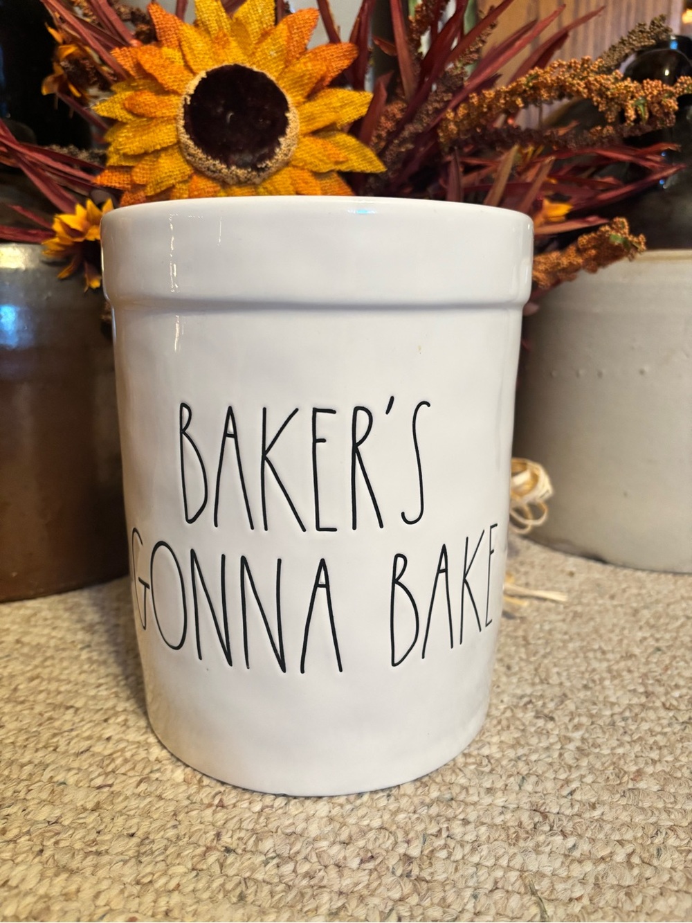 Rae Dunn "Baker's Gonna Bake" Ceramic Utensil Holder